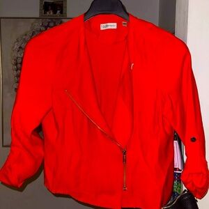 Vintage Neiman Marcus Red Zip-Up Jacket Size Small